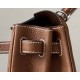 HERMES Kelly 25 Bag /CK37 Gold Brown/Silver Buckle/Faubourg Leather  