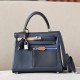 HERMES Kelly 25 Bag /2S Midnight Blue/CK89 Black/CK37 Golden Brown/OM Milk Tea Color/08 Royal Blue/Silver Buckle/SW  