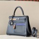 HERMES Kelly 25 Bag /2S Midnight Blue/CK89 Black/CK37 Golden Brown/OM Milk Tea Color/08 Royal Blue/Silver Buckle/SW  