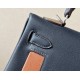 HERMES Kelly 25 Bag /2S Midnight Blue/CK89 Black/CK37 Golden Brown/OM Milk Tea Color/08 Royal Blue/Silver Buckle/SW  