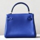 HERMES Kelly Doll Bag /7E Bright Blue/Verona Green/Gold Buckle/Swift  