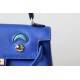 HERMES Kelly Doll Bag /7E Bright Blue/Verona Green/Gold Buckle/Swift  