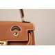 HERMES Kelly Doll Bag /Golden Brown with Coffee Patch/Gold Buckle/Swift  