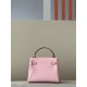 HERMES Kelly Doll Bag /3Q Sakura Pink/47 Chocolate/Silver Buckle/Swift  