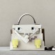 HERMES Kelly Doll Bag /Nata Cream White/X9 Mallow Purple/9R Lemon Yellow/OM Milk Tea Color/Silver Buckle/EP  