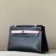 HERMES Kelly 22 Bag /CK89 Black/3Q Sakura Pink/Silver Buckle/Swift  