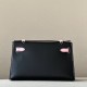 HERMES Kelly 22 Bag /CK89 Black/3Q Sakura Pink/Silver Buckle/Swift  