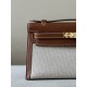 HERMES Kelly 22 Bag /37 Golden Brown/Gold Buckle/Canvas/Saddle Leather  