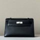 HERMES Kelly 22 Bag /CK89 Black/Silver Buckle/BOX Leather  