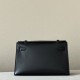 HERMES Kelly 22 Bag /CK89 Black/Silver Buckle/BOX Leather  