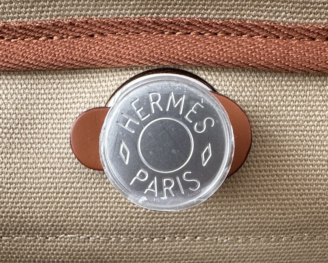 HERMES Herbag Zip 31cm Bag/S2 Trench Gray/Middle Coffee/Silver Buckle/Saddle Leather/Canvas  