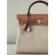 HERMES Herbag Zip 31cm Bag/S2 Trench Gray/Middle Coffee/Silver Buckle/Saddle Leather/Canvas  