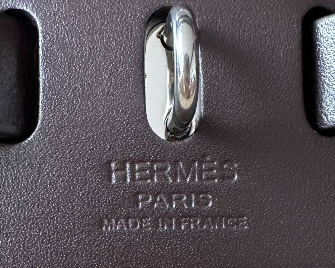 HERMES Herbag Zip 31cm Bag/S2 Trench Gray/46 Ebony/Silver Buckle/Canvas/Saddle Leather  