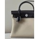 HERMES Herbag Zip 31cm Bag/S2 Trench Gray/46 Ebony/Silver Buckle/Canvas/Saddle Leather  