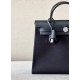 HERMES Herbag Zip 31cm Bag/CK89 Black/Silver Buckle/Saddle/Canvas  