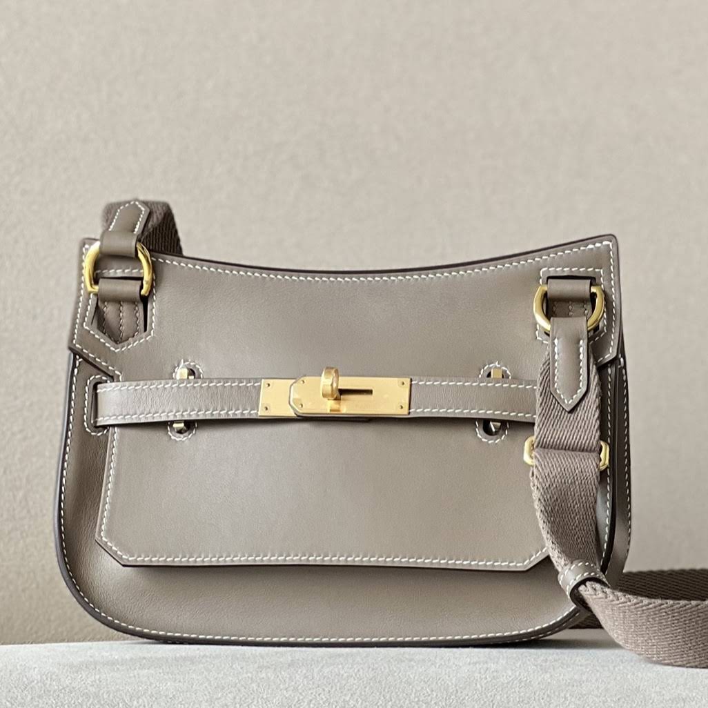 HERMES Jypsiere Mini Handmade Bag /CK18 Elephant Gray/Gold Buckle/Swift  