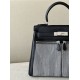 HERMES Kelly Lakis 28 Handmade Bag/CK89 Black/Silver Buckle/Swift/Canvas  