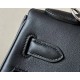 HERMES Kelly Lakis 28 Handmade Bag/CK89 Black/Silver Buckle/Swift/Canvas  