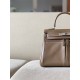 HERMES Kelly Lakis 28 Handmade Bag/CK18 Elephant Gray/Silver Buckle/Swift  