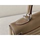 HERMES Kelly Lakis 28 Handmade Bag/CK18 Elephant Gray/Silver Buckle/Swift  