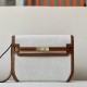 HERMES Kelly Depeches 25 Pouch/CK37 Golden Brown/Gold Buckle/Saddle Leather/Canvas  