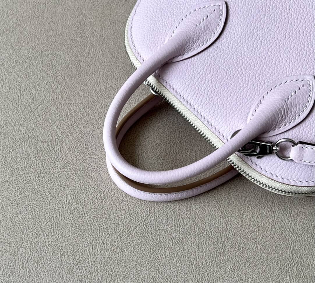 HERMES Bolide 18 Bag/09 Dreamy Purple/0G Saddle Red/Nata Cream White/Silver Buckle/Evercolor Leather  