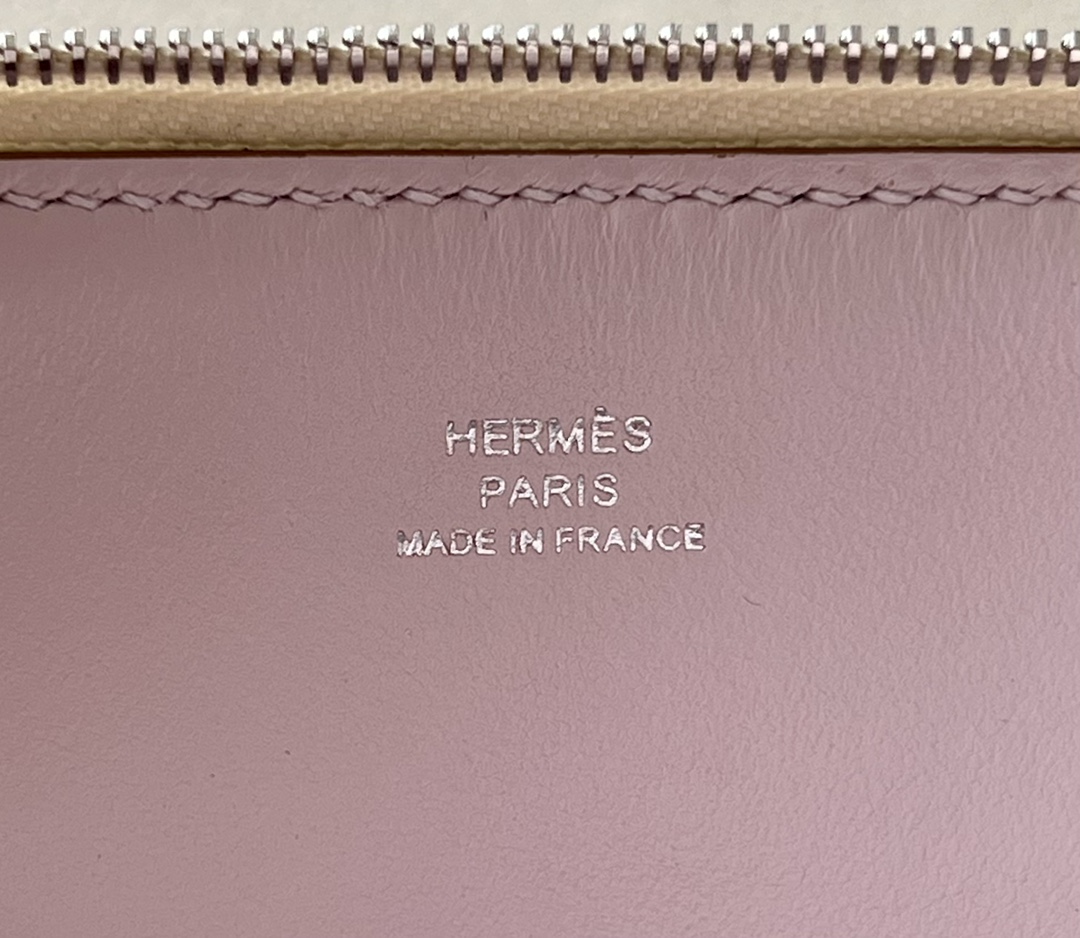 HERMES Bolide 18 Bag/09 Dreamy Purple/0G Saddle Red/Nata Cream White/Silver Buckle/Evercolor Leather  