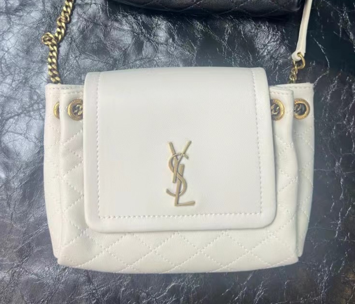 SAINT LAURENT Mini NOLITA IN LAMBSKIN (White)