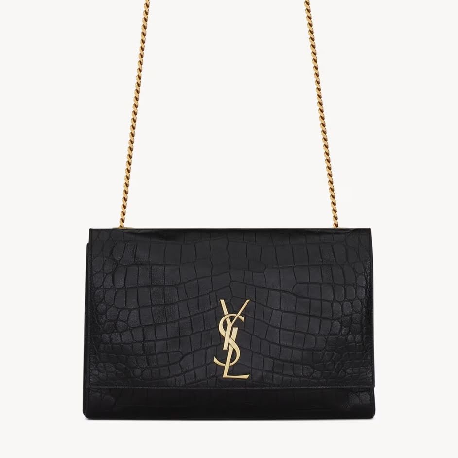 SAINT LAURENT REVERSIBLE KATE MEDIUM IN CROCODILE-EMBOSSED LEATHER