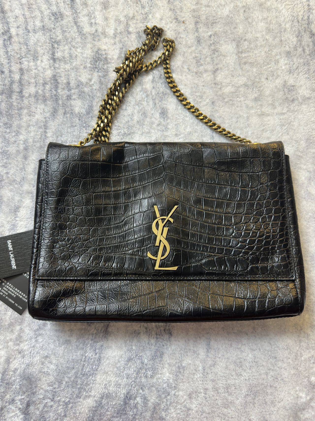 SAINT LAURENT REVERSIBLE KATE MEDIUM IN CROCODILE-EMBOSSED LEATHER