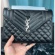 SAINT LAURENT ENVELOPE MEDIUM IN QUILTED GRAIN DE POUDRE EMBOSSED LEATHER (Silver)