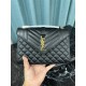 SAINT LAURENT ENVELOPE MEDIUM IN QUILTED GRAIN DE POUDRE EMBOSSED LEATHER (Gold)